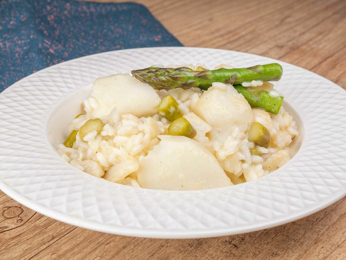 Como fazer Risoto de Bacalhau com Aspargos