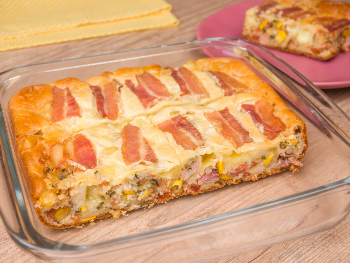 Como fazer Torta de Milho com Bacon de Liquidificador