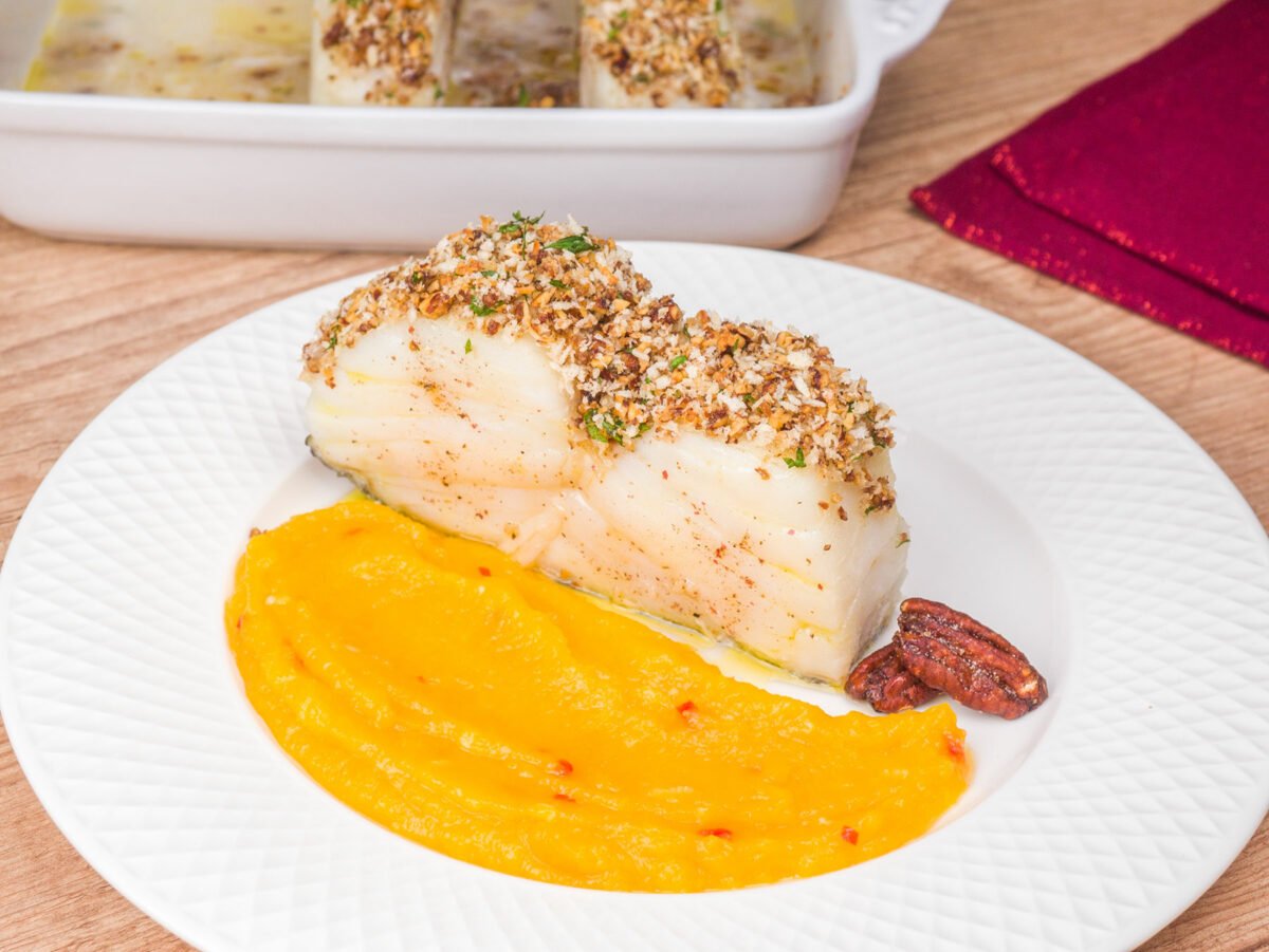 Como fazer Bacalhau com Crosta de Noz Pecan