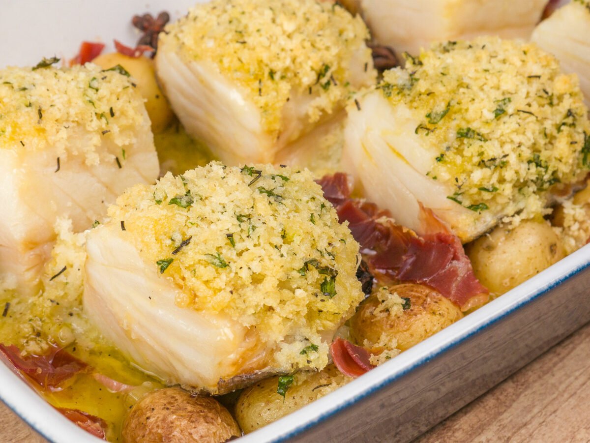 Como fazer Bacalhau com Alho Poró, Batatas e Parma